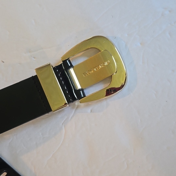 Michael Kors| Womens Black Shiny Belt W/ Gold Logo Buckle Luxury Sz.Large main image 6